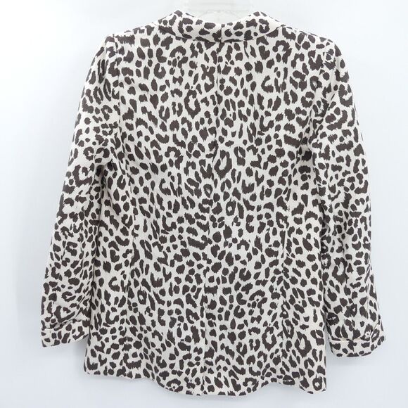 J. Crew Linen Blend Animal Print Blazer Size 2 Brown Tan Office Casual Old Money - Picture 2 of 7